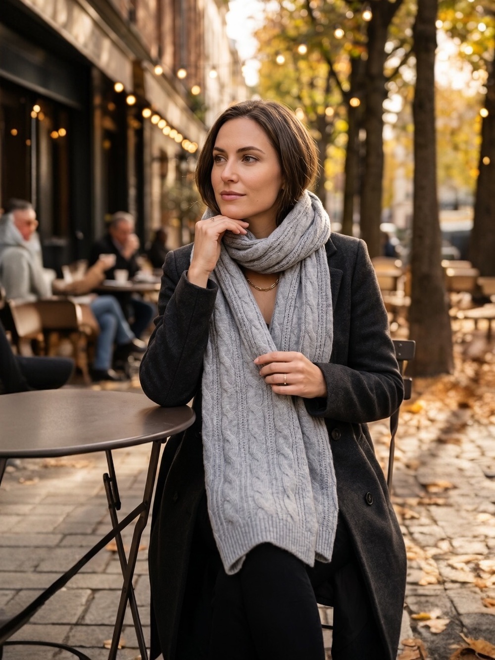 Bluenotes Light Gray Cable Knit Scarf